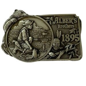 Alber's Brothers Vintage 1981 Belt Buckle‎ Western Cowboy Native American Bear